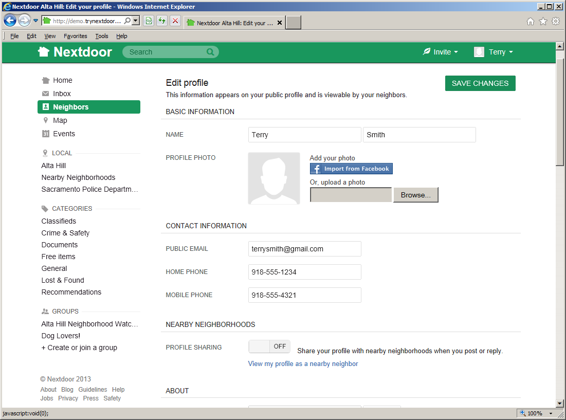 Edit your profile