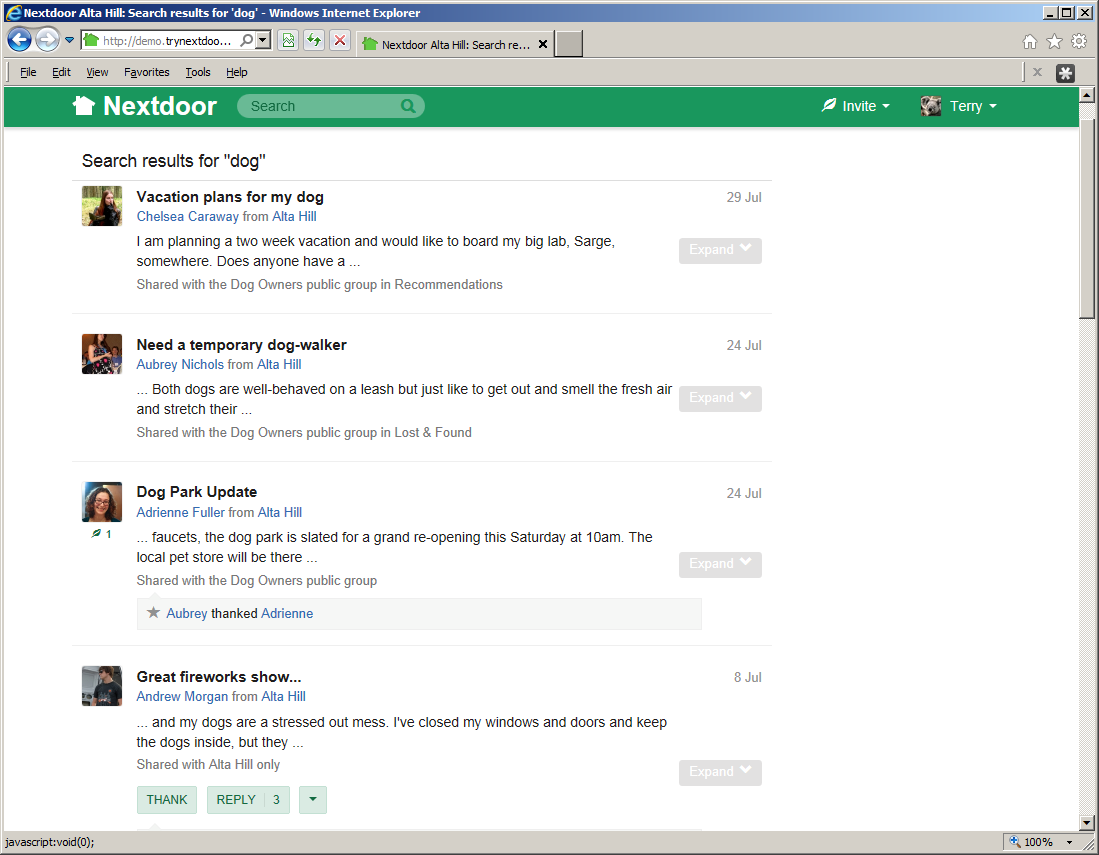 Search results